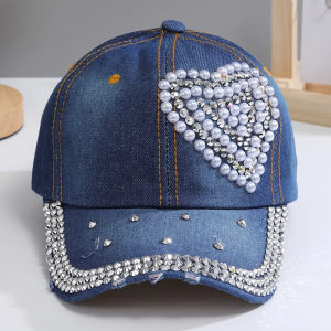 Rhinestone Heart Cap: Y2K Aesthetic Accessory for Coquette and Grunge Styles