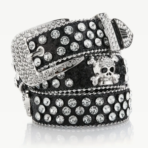 Rhinestone Skull Belt for Y2K Fashion: Edgy Grunge Aesthetic Accessory for Unique Outfits