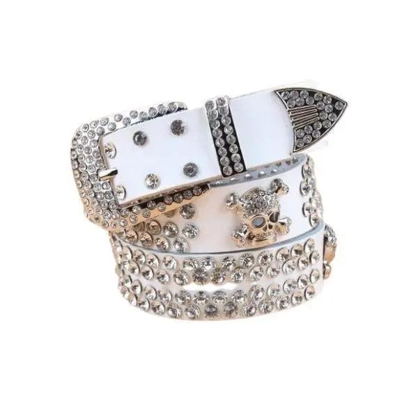 Rhinestone Skull Y2K Belt for Edgy Aesthetic Outfits and Grunge Style Fashion