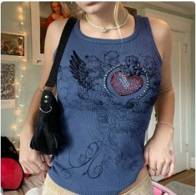 Rhinestone Y2K Tank Top - Sparkly Cute Top for Coquette and Grunge Aesthetic Outfits