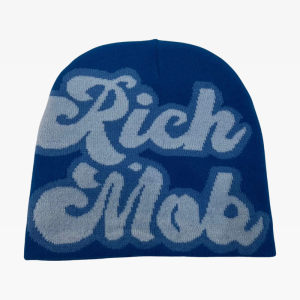 Rich Mob Beanie: Y2K Aesthetic Knit Hat for Cozy Grunge and Coquette Style Looks