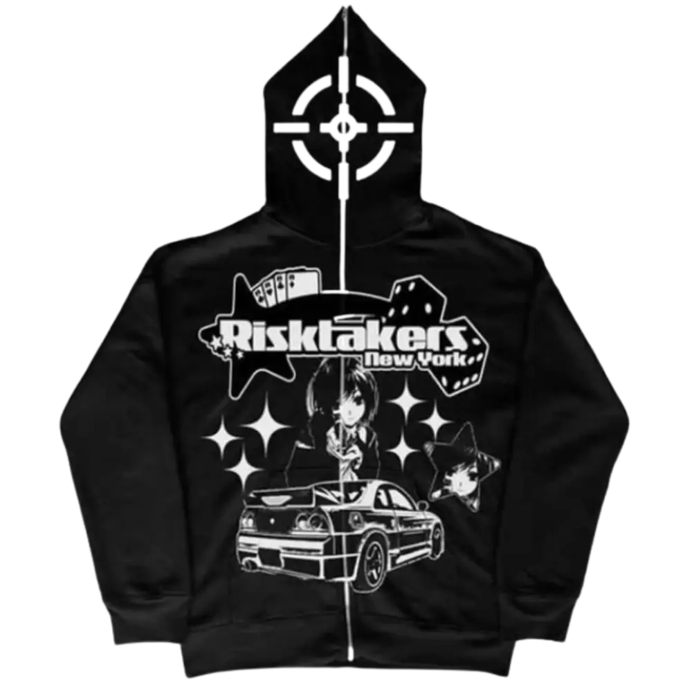 Risktakers Zipper Y2K Hoodie - Trendy Y2K Fashion with Grunge Aesthetic and Cozy Comfort