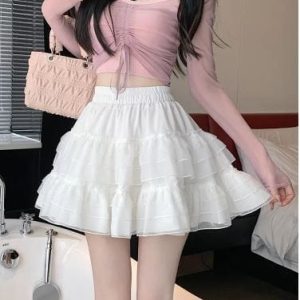 Ruffle Flare Y2K Aesthetic Mini Skirt for Trendy Coquette and Grunge Outfits