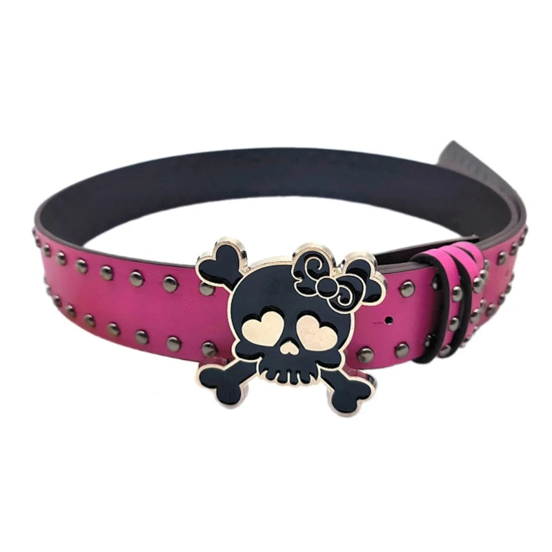 Skull Buckle Y2K Belt for Grunge Aesthetic and Coquette Style Outfits