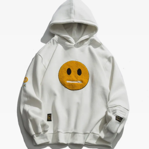 Smiley Hoodie: Y2K Aesthetic Comfy Hoodie for Cute Outfits and Grunge Style Vibes