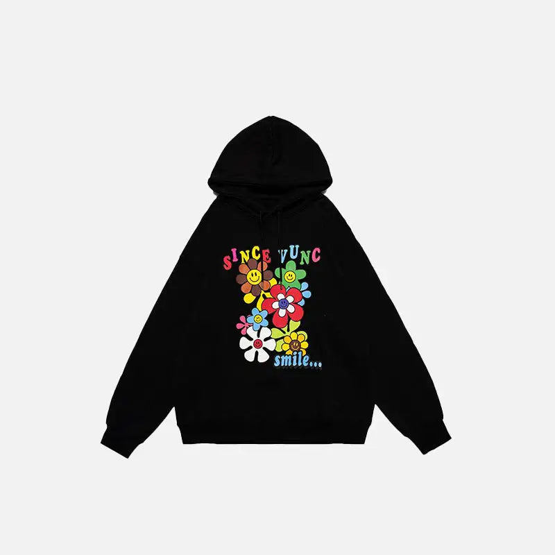 Smiley Sunflowers Y2K Retro Hoodie - Cute and Comfy Aesthetic Top for Trendy Outfits