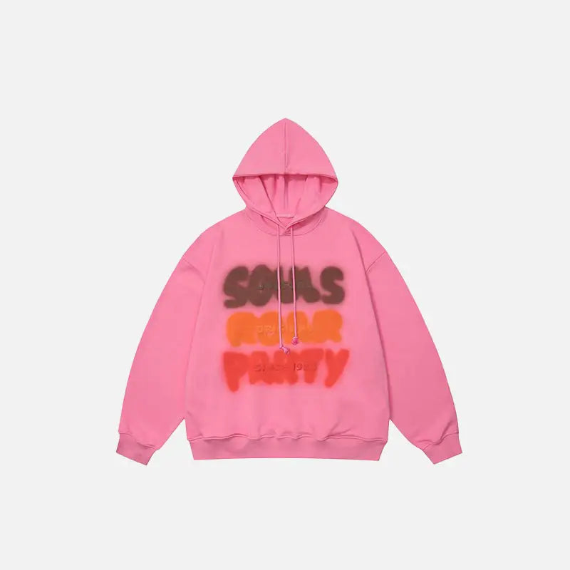 Souls and Party Print Y2K Hoodie - Trendy Grunge Aesthetic for Unique Style