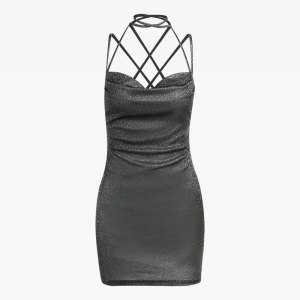 Sparkling Black Glitter Dress for Y2K Aesthetic Nights and Glamorous Events