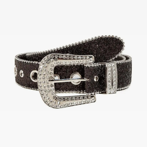 Sparkling Black Rhinestone Belt for Y2K Fashion and Coquette Aesthetic Outfits