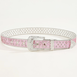 Sparkly Pink Rhinestone Belt for Y2K Fashion and Coquette Aesthetic Outfits