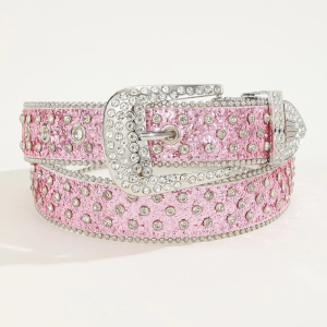 Sparkly Pink Rhinestone Belt for Y2K Fashion and Coquette Aesthetic Outfits