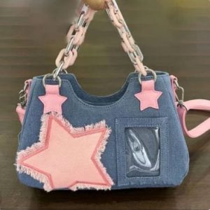 Spice Girl Y2K Denim Tote Bag - Retro Fashion Statement for Trendy Outfits