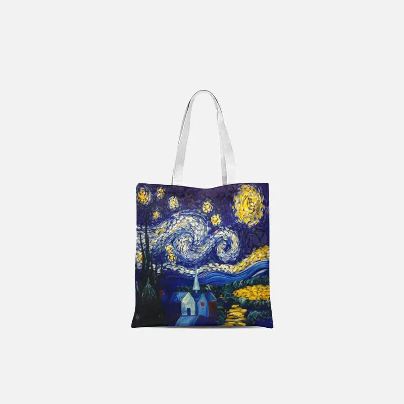 Starry Night Van Gogh Tote Bag - Y2K Aesthetic Canvas Bag for Cute Outfits