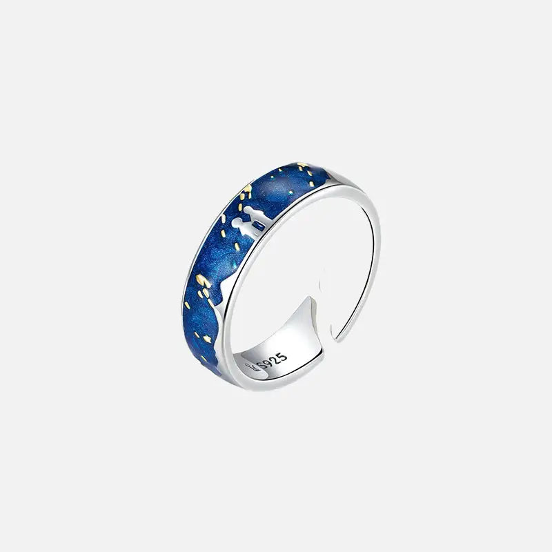 Starry Sky Van Gogh Sterling Silver 925 Ring - Y2K Aesthetic Jewelry Piece