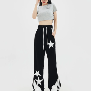 Starry Y2K Sweatpants for Comfy Aesthetic Outfits - Trendy Grunge Style Bottoms