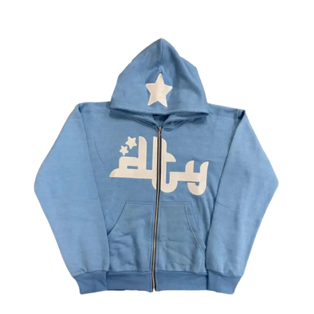 Stars Zipper Y2K Hoodie - Trendy Grunge Aesthetic Top for Y2K Fashion Lovers