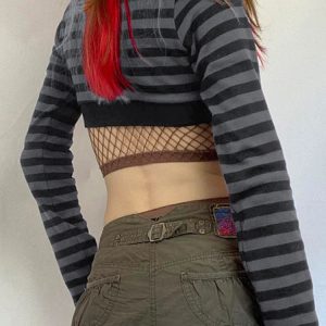 Striped Y2K Crop Top: Trendy Aesthetic Fashion for Stylish Outfits