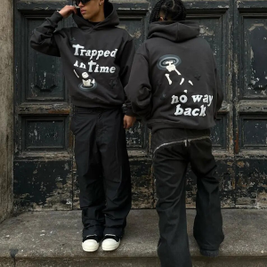 Trapped In Time Y2K Hoodie: Embrace Grunge Aesthetic with Cozy Vintage Vibes