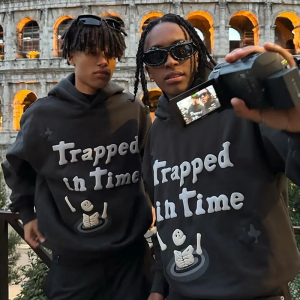 Trapped In Time Y2K Hoodie: Embrace Grunge Aesthetic with Cozy Vintage Vibes