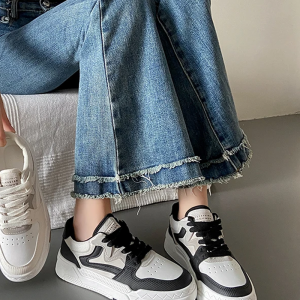 Trendy Black and White Y2K Sneakers for Women - Stylish Grunge Aesthetic Footwear