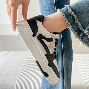 Trendy Black and White Y2K Sneakers for Women - Stylish Grunge Aesthetic Footwear