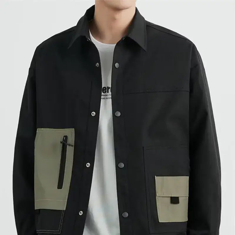 Trendy Black Color Block Jacket - Y2K Fashion Statement for Aesthetic Outfits