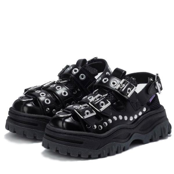 Trendy Black Platform Sandals for Y2K Aesthetic and Grunge Style Outfits