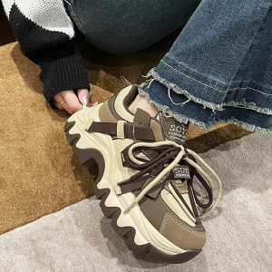 Trendy Brown Chunky Sneakers for Y2K Aesthetic and Grunge Style Outfits