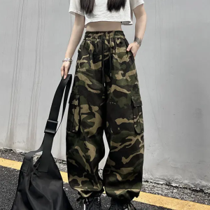 Trendy Camo Baggy Pants for Women - Y2K Aesthetic Cargo Style for Comfy Outfits