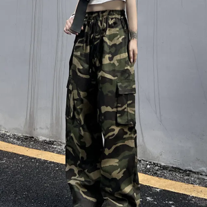 Trendy Camo Baggy Pants for Women - Y2K Aesthetic Cargo Style for Comfy Outfits