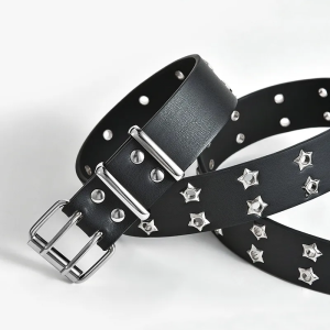 Trendy Double Grommet Belt for Y2K Fashion, Grunge Aesthetic, and Coquette Style