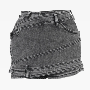 Trendy Gray Denim Mini Skirt for Y2K Aesthetic Outfits and Grunge Style Looks