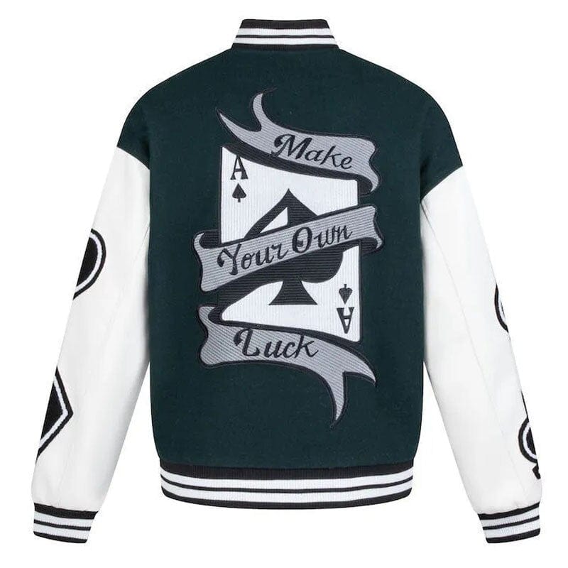 Trendy Green Varsity Y2K Jacket for a Chic Coquette Aesthetic Look