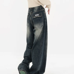 Trendy High Waisted Baggy Jeans for Y2K Aesthetic and Grunge Style Outfits