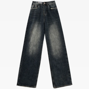 Trendy High Waisted Baggy Jeans for Y2K Aesthetic and Grunge Style Outfits