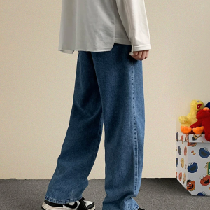 Trendy Loose Blue Jeans for Y2K Aesthetic Outfits and Comfy Everyday Style