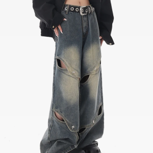 Trendy Oversized Baggy Jeans for Y2K Fashion Lovers - Comfy Grunge Aesthetic Style