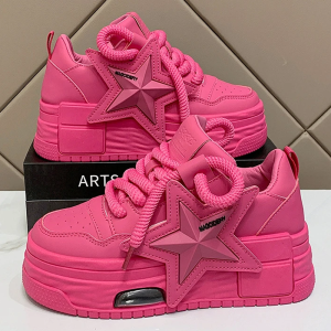 Trendy Pink Platform Sneakers for Y2K Aesthetic and Coquette Style Outfits