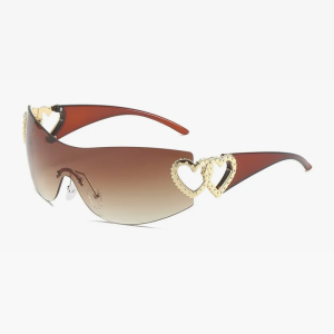 Trendy Rimless Heart Sunglasses for Y2K Aesthetic and Coquette Style Fashion