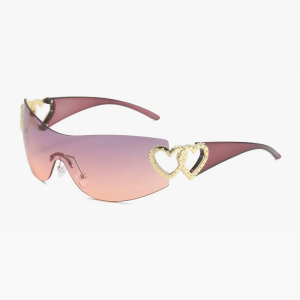 Trendy Rimless Heart Sunglasses for Y2K Aesthetic and Coquette Style Fashion