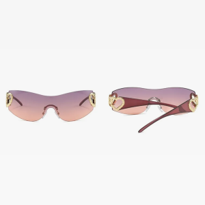 Trendy Rimless Heart Sunglasses for Y2K Aesthetic and Coquette Style Fashion