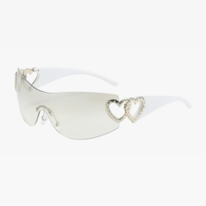 Trendy Rimless Heart Sunglasses for Y2K Aesthetic and Coquette Style Fashion