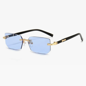 Trendy Rimless Rectangle Sunglasses for Y2K Aesthetic and Coquette Style Fashion