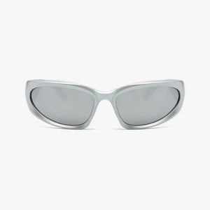 Trendy Silver Y2K Sunglasses for a Chic Aesthetic Look and Retro Vibe