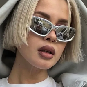 Trendy Silver Y2K Sunglasses for a Chic Aesthetic Look and Retro Vibe