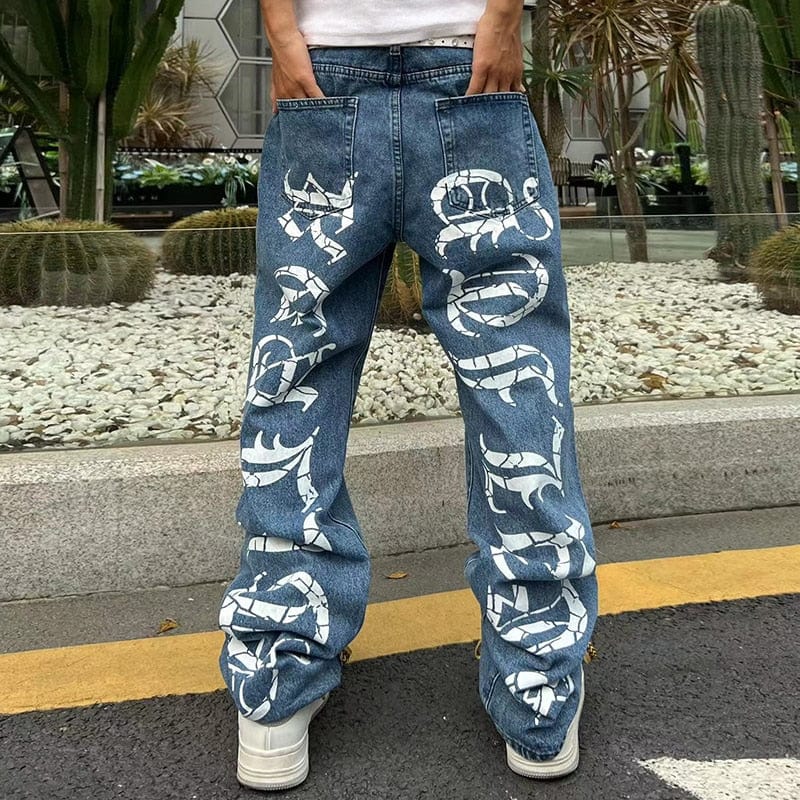 Trendy Y2K Baggy Denim Pants for a Chic Grunge Aesthetic Look