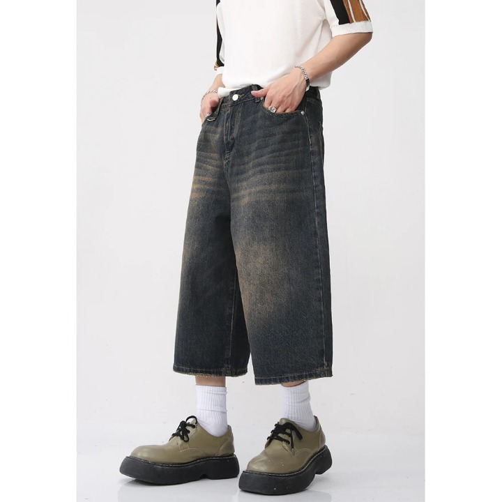 Trendy Y2K Baggy Jorts for Men - Vintage-Inspired Grunge Style Denim Shorts