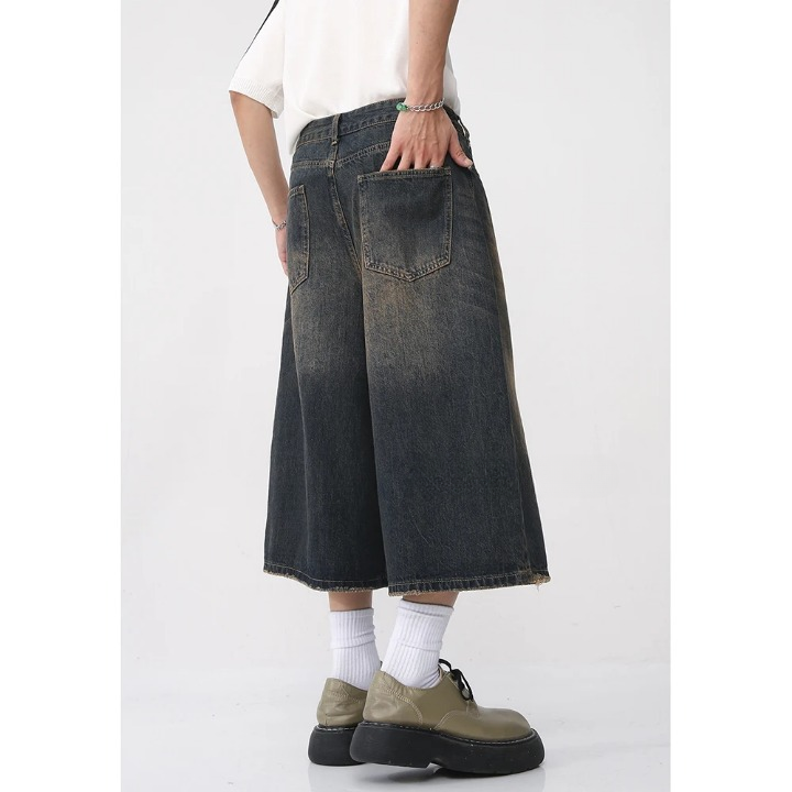 Trendy Y2K Baggy Jorts for Men - Vintage-Inspired Grunge Style Denim Shorts