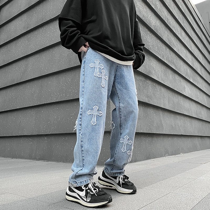 Trendy Y2K Cross Jeans: Embrace Grunge Aesthetic with Vintage Vibes and Modern Comfort