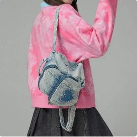 Trendy Y2K Denim Backpack - Perfect for Aesthetic Outfits and Everyday Style